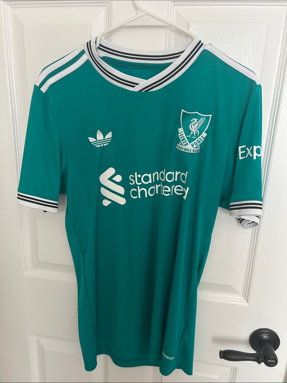 adidas Teal Liverpool Football Jersey with White Accents